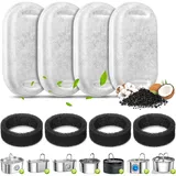 8 Filter für Katzenbrunnen,Ersatzfilter Für Trinkbrunnen, 4 Stück Filter + 4 Stück Schaumstofffilter,Filtrierende Haare (Schwamm),Für Edelstahl Trinkbrunnen Für Katzen Und Hunde