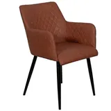 SAM Armlehnstuhl, Cognac, Leder, Quadratisch,Quadratisch, Rundrohr, 46x84x46 cm, Esszimmer, Stühle, Esszimmerstühle, Vierfußstühle