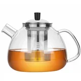 Tee-Trenn-Filtration, transparente Teekanne mit Sieb, verdicktes Glas, Teekannen-Set, hitzebeständig, kochende Teekanne, Sommerblumen, Obst-Teekannen-Set, 1500 ml