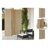 vidaXL Paravent 3-tlg. Beige Poly Rattan