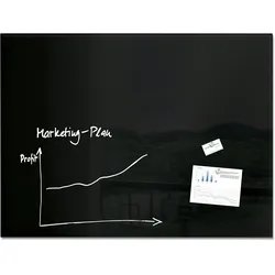 Sigel GL210 Glas-Whiteboard / große Glasmagnettafel Artverum, 90x120 cm, schwarz