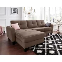 sit&more Ecksofa »Varese L-Form« mit Federkern, wahlweise mit Bettfunktion und Stauraum braun