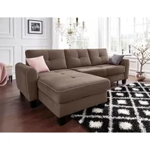 sit&more Ecksofa »Varese L-Form« mit Federkern, wahlweise mit Bettfunktion und Stauraum braun