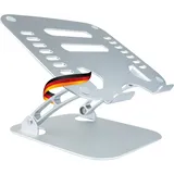 Schwaiger LPS1720 513 Laptopständer Computerhalter Notebookständer Laptop-Halter Aluminium belüftet verstellbar ergonomisch höhenverstellbar klappbar Z-förmig Silber