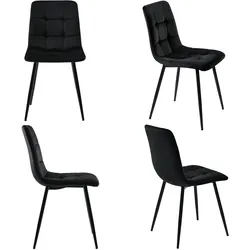 Merax Esszimmerstuhl (4 St), Schwarz,4er-Set Polsterstuhl Design Stuhl mit Rückenlehne,Sitzfläche aus Samt Gestell aus Metall