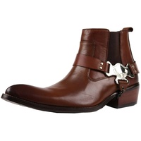 Wuf Herren Stiefel Cowboy Boots Lederstiefel Schuhe (42, Braun) - 42 EU