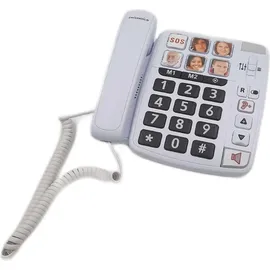 Swissvoice Xtra 1110 Schnurgebundenes Seniorentelefon Foto-Tasten, Freisprechen, inkl. Notrufsender, Wahlwiederholung Weiß