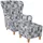Supellex Ohrensessel Sofia Patchwork maritime Motive 92 x 68 x 95 cm Blau mit Hocker