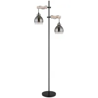GLOBO Stehlampe Stehleuchte Wohnzimmerlampe 2 flammig höhenverstellbar Rauchglas Holz