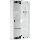 Homcom Medizinschrank Arzneischrank Aus Edelstahl, Abschließbar Medikamentenschrank Mit 4 Fächern, Glastür Apothekerschrank Zur Medikamenten-aufbewahrung, 30 X 12 X 60 Cm