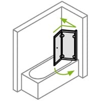 Badewannenfaltwand 100x140 cm (BxH), 2-teilig, Typ 5005219, ESG 6 mm, Klarglas,