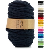 Netuno 1x Makramee Garn Tintenblau 9 mm 50 m Baumwollkordel mit Polyesterkern Dickes Garn Makramee Kordel aus Baumwolle Kordelband Naturkordel Makramee Kordel Makramee Faden Cotton Cord Macrame