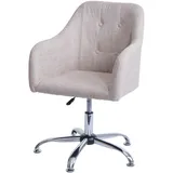 Mendler Esszimmerstuhl HWC-L92, Küchenstuhl Stuhl mit Armlehne, drehbar höhenverstellbar Metall - Textil creme