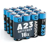 ABSINA 16x Batterie A23 für Garagentoröffner und vieles mehr - 23A 12V Batterie Alkaline auslaufsicher & mit Langer Haltbarkeit - A23S 12V Batterie, 12V 23A Batterie, L1028 23A 12V Battery, V23GA