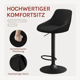 Woltu Barhocker 2er Set, Barstuhl mit Lehne, Höhenverstellbar, Drehbar, Schwarz - WOLTU
