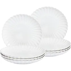 Speiseteller 8er Set NETTLE Steinzeug Cremeweiß