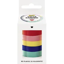 Folia Geschenkband Satin RAINBOW mint/dunkelblau/gelb/pink/rot 10 mm x 4 m