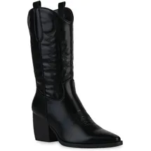 VAN HILL Damen Cowboystiefel in Schwarz