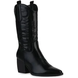 VAN HILL Damen Cowboystiefel in Schwarz