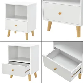 [en.casa] Beistelltisch, Weiß Holzwerkstoff, 1 Schubladen, Rechteckig, 40x54x30 cm Wohnzimmer, Wohnzimmertische, Couchtische