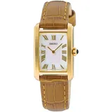 Seiko SWR100P1 Damen-Armbanduhr Rechteckig Braun/Goldfarben