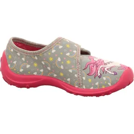 Fischer Markenschuh Hausschuhe Einhorn-Print Grau/Pink 28