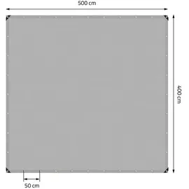 ECD Germany Abdeckplane Gewebeplane mit Ösen 5x4m 20m2, 650g/m2, Grau, PVC, Wasserdicht, Reißfest, 10 Haken, LKW-Plane Bootsplane