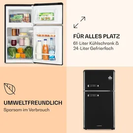 Klarstein Irene Retro-Kühl-Gefrierkombination (85 l, 860 mm hoch, Schwarz)