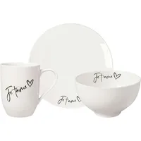 Villeroy & Boch Statement Frühstücks-Set Je t'aime Kombiservice 3-tlg. weiß