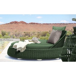 Casa Padrino Luxus Liegeinsel Dunkelgrün Ø 153 x H. 71 cm - Handgewebte Wetterbeständige Sonneninsel - Moderne Garten Möbel - Hotel Möbel