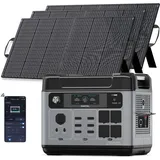 OUKITEL P2001E Pro 3200W (7200W Peak) Tragbare Powerstation Mit 3×100-W-Solarpanel, 2048Wh Solargenerator mit LiFePO4 Akku, 0–80% in 45 Min.Laden, 1000W MPPT,APP, USV, Portable Power Station