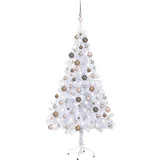 vidaXL Künstlicher Weihnachtsbaum mit LEDs & Kugeln Weiß 150 cm