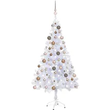 vidaXL Künstlicher Weihnachtsbaum mit LEDs & Kugeln Weiß 150 cm