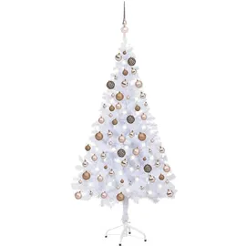 vidaXL Künstlicher Weihnachtsbaum mit LEDs & Kugeln Weiß 150 cm