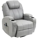 Homcom Relaxsessel Kunstleder 75 x 100 x 90 cm Grau elektrisch mit Massagefunktion