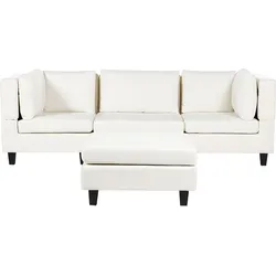 3-Sitzer Sofa Leinenoptik cremeweiß mit Ottomane UNSTAD