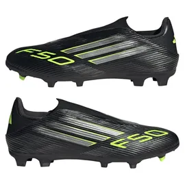 adidas F50 League Laceless FG/MG Core Black / Iron Metallic / Lucid Lemon 45 1/3