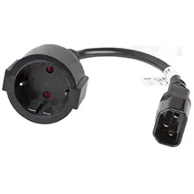LANBERG CA-C14E-10CC-0018-BK Iec 320 C14 Buchse auf Shuko-Buchse Netzkabelverlängerung, 0,2m Schwarz 0,18 m C14-Koppler (CA-C14E-10CC-0018-BK)