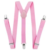 axy Hosenträger Kinder Jungen Hosenträger (1-St) Kinder 7-12 Jahre, 3 Stabile Clips Y-Form 2,5cm Breit verstellbar rosa