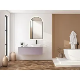 PonteSino HOKO Badspiegel Antibeschlag LED Bogenspiegel 50x90cm mit Metallrahmen, HOCH+QUER Montage. Touch Schalter+Licht Wechsel 2700-6500K, Warmweiß-Kaltw... - Schwarz
