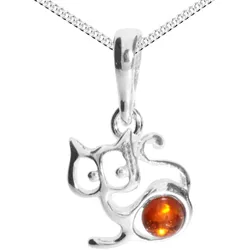 Kette mit Anhänger OSTSEE-SCHMUCK "Ostsee-Schmuck Kette mit Anhänger Katze Kette mit Anhänger Katze" Gr. 45, silber (silberfarben), Halsketten, Damen, 45cm, Silber 925 (Sterlingsilber), L: 40cm