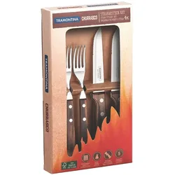 Tramontina Steakbesteck GAUCHO, 4-teilig, 2 Personen, Edelstahl, spülmaschinenfest, Holzgriff FSC