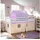 Homestyle4u Hochbett 90 x 200 cm Kiefer massiv lackiert weiß lila