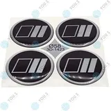 4 x YOU.S Nabenkappen Silikon Aufkleber 58,0 mm - schwarz silber Emblem selbstklebend