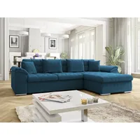 Mirjan24 Ecksofa Diana Cord mit Bettkasten und Schlaffunktion, Elegante Couch, Polsterecke Sofa (Farbe: Poso 5, Seite: Rechts) - Blau