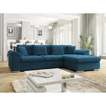 Mirjan24 Ecksofa Diana Cord mit Bettkasten und Schlaffunktion, Elegante Couch, Polsterecke Sofa (Farbe: Poso 5, Seite: Rechts) - Blau