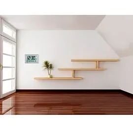 Peweta digitale Funkwanduhr DCF77 silber Kunststoff 41,0 x 27,0 cm