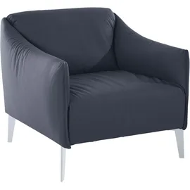 W.Schillig Cocktailsessel "sally", blau (blau z59), B:84cm H:78cm T:84cm, Longlife Xtra-Leder Z59: Glattleder mit modischer Prägung. Hautstärke 0, 9 - 1, 1 mm., Sessel, Cocktailsessel, mit Metall-Winkelfüßen in Silber matt