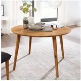 Casamia Esstisch Esstisch Küchen-Tisch Mensa rund ø75/90/105/120 cm Wildeiche massiv beige