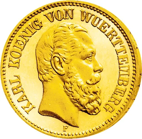 Deutsches Reich/Württemberg 20 Mark 1872-1873 König Karl